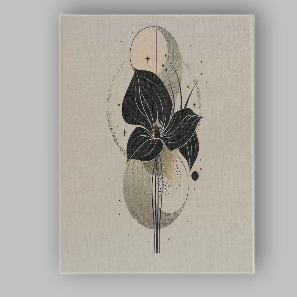 Abstract Black Floral Botanical Contemporary Art Canvas Wall Art Print Decor Picture Ready to Hang