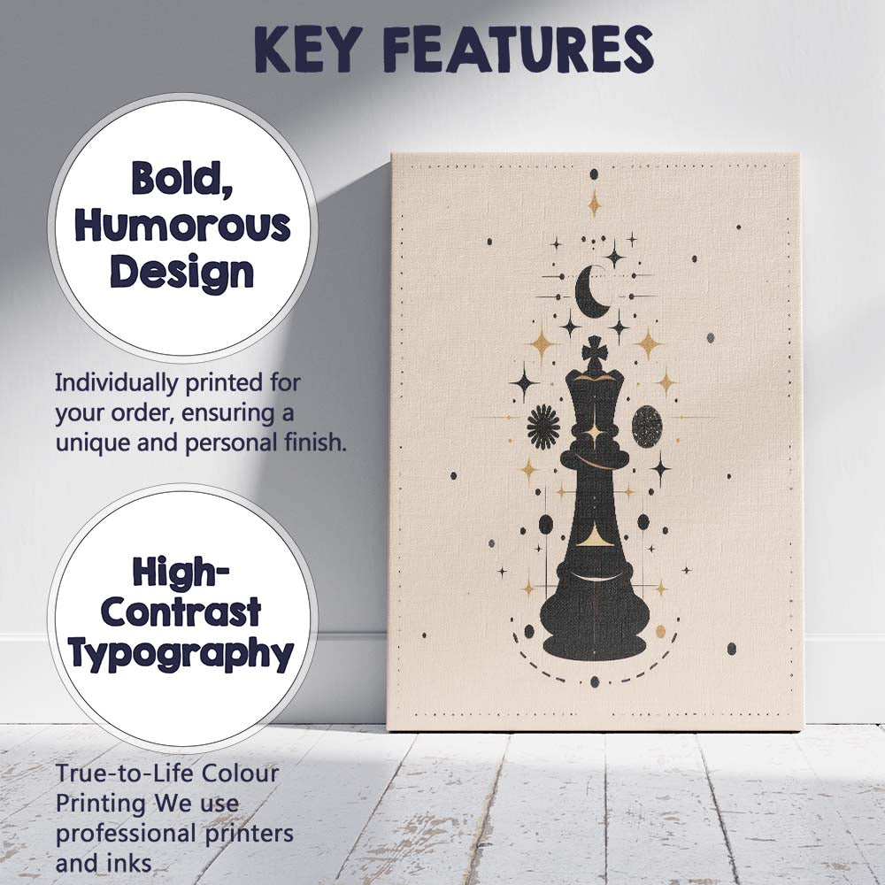 Mystical Chess King Celestial Strategy Illustration Canvas Wall Art Print Decor Picture Ready to Hang
