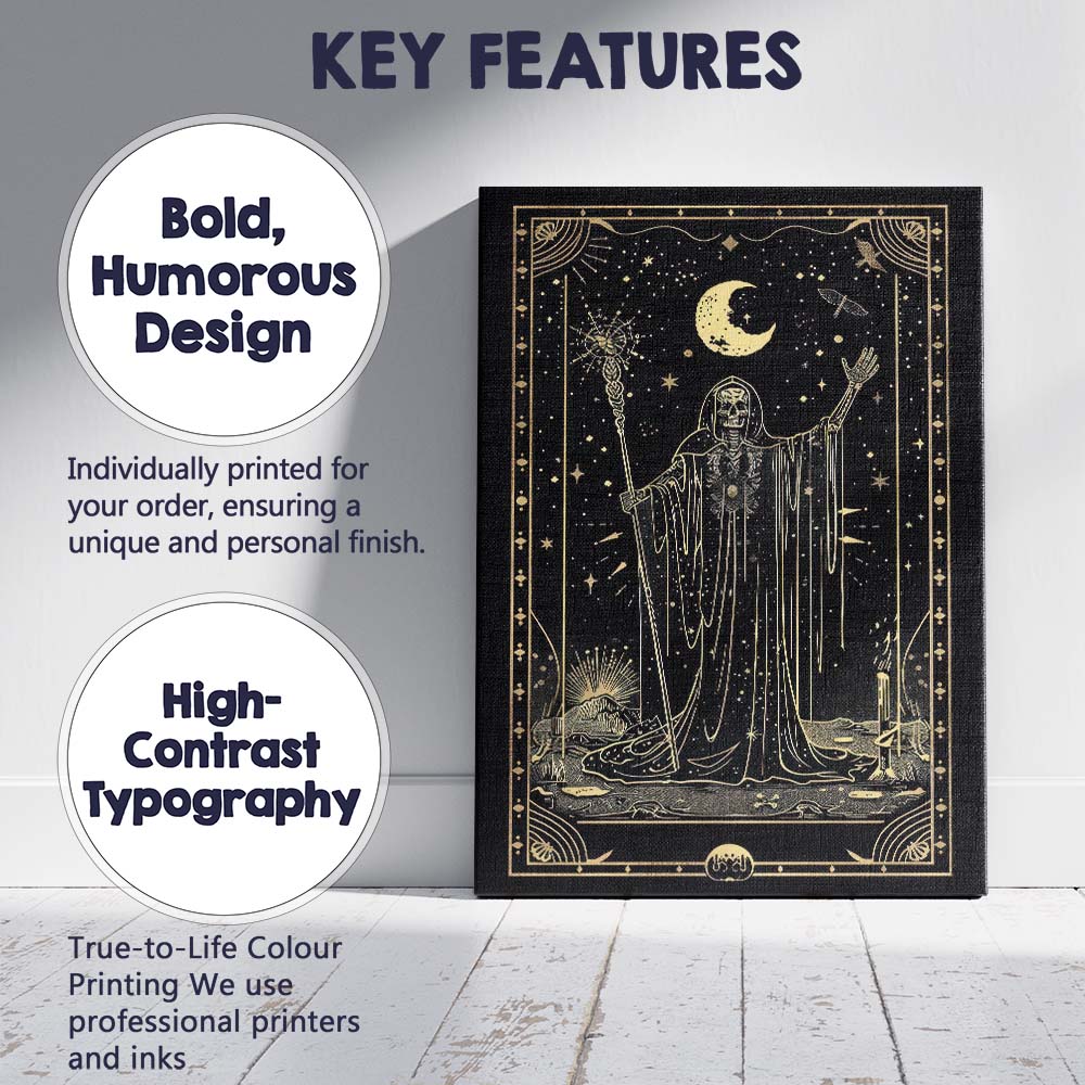 Celestial Grim Reaper Moon Tarot Gothic Canvas Wall Art Print Decor Picture Ready to Hang