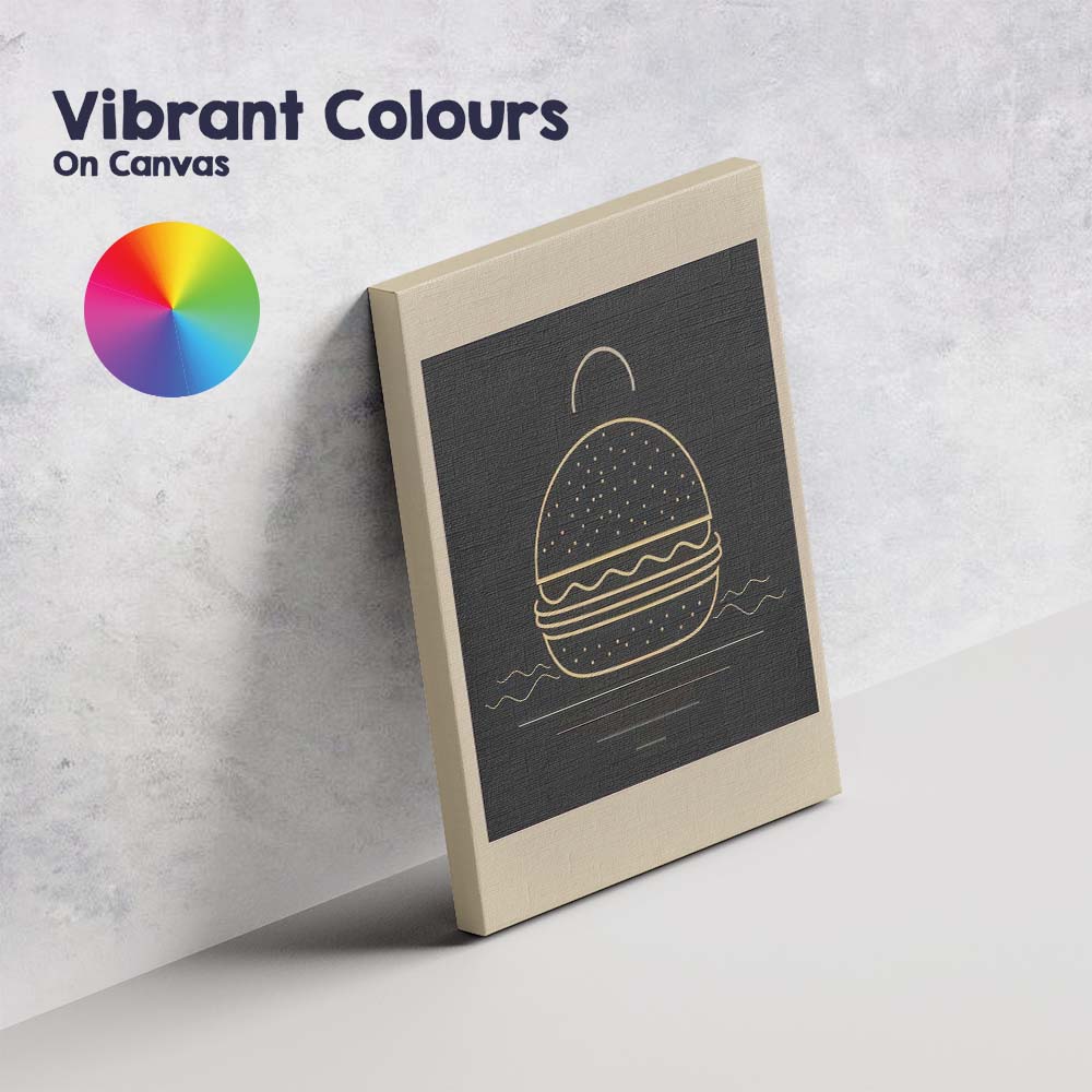 Minimalist Burger Fast Food Line Art Canvas Wall Art Print Decor Picture Ready to Hang