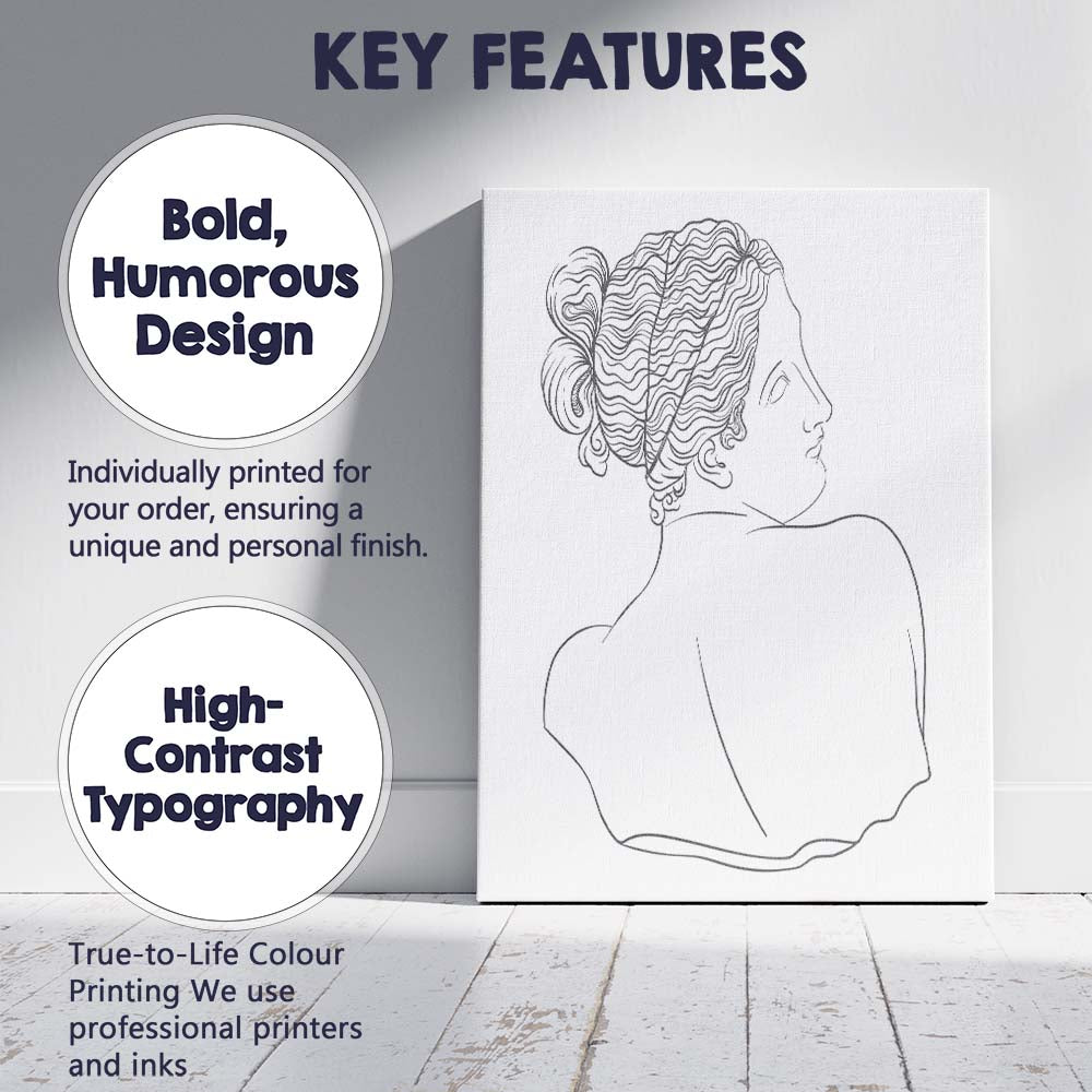 Minimalist Woman Portrait Continuous Line Drawing Canvas Wall Art Print Decor Picture Ready to Hang