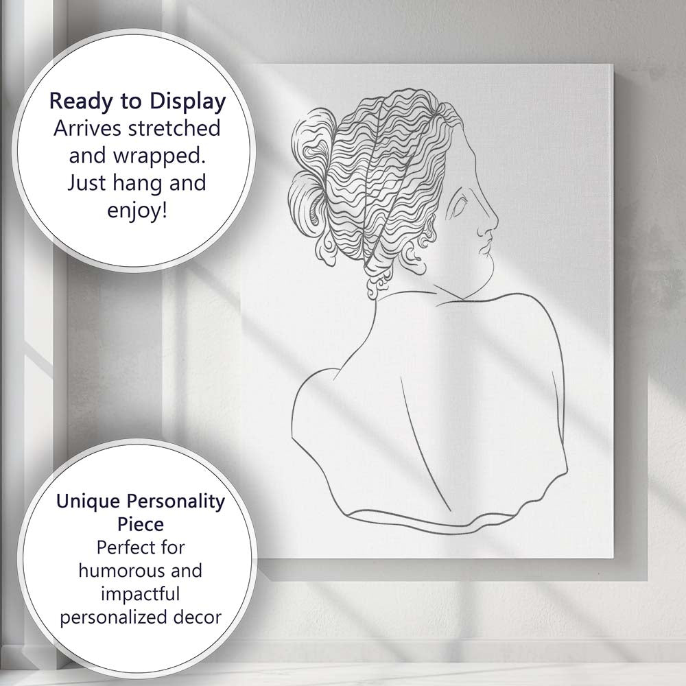 Minimalist Woman Portrait Continuous Line Drawing Canvas Wall Art Print Decor Picture Ready to Hang