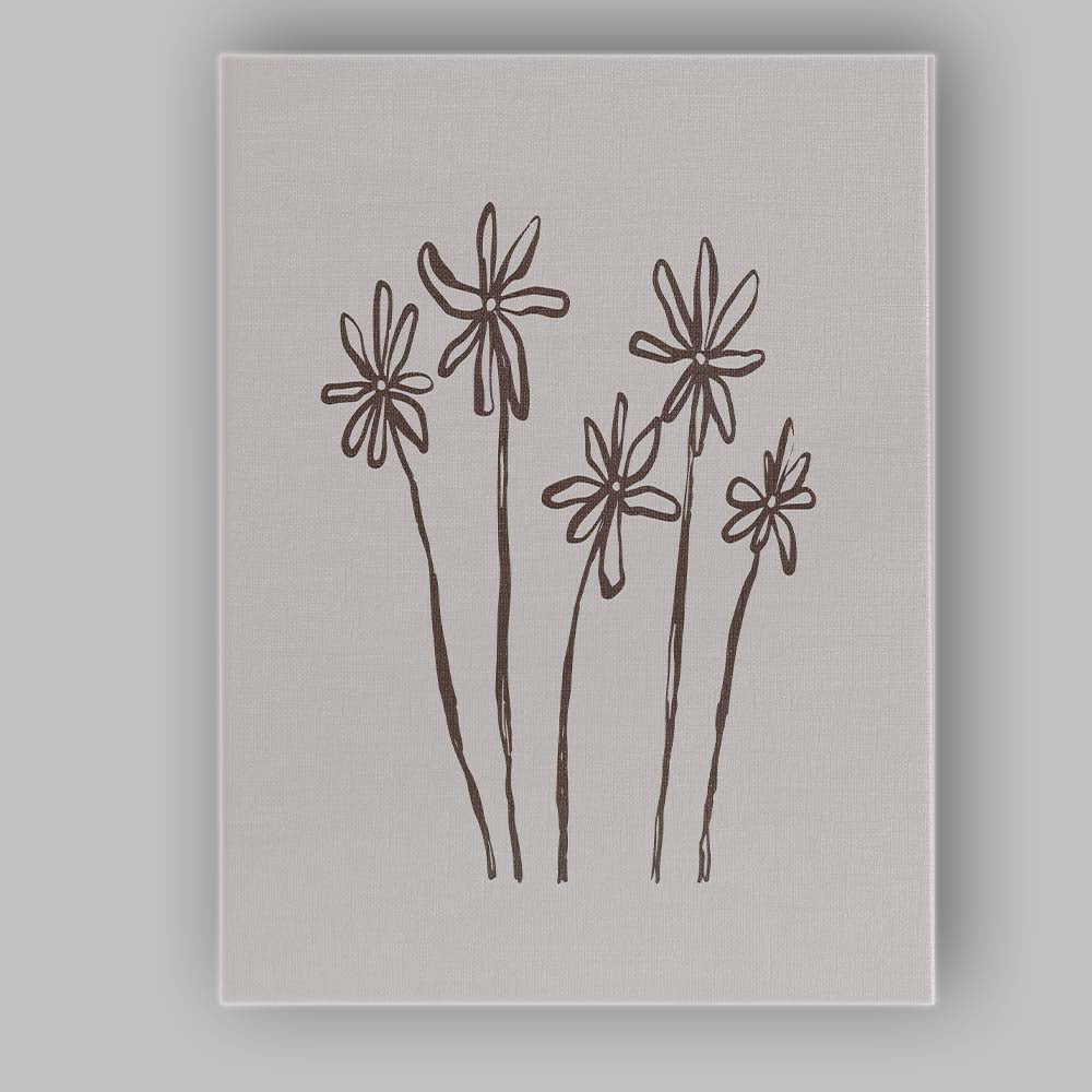 Minimalist Wild Daisy Floral Line Drawing Canvas Wall Art Print Decor Picture Ready to Hang