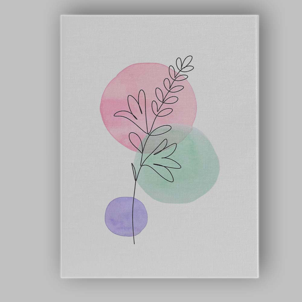 Minimalist Botanical Leaf Line Art Watercolour Shapes Canvas Wall Art Print Decor Picture Ready to Hang