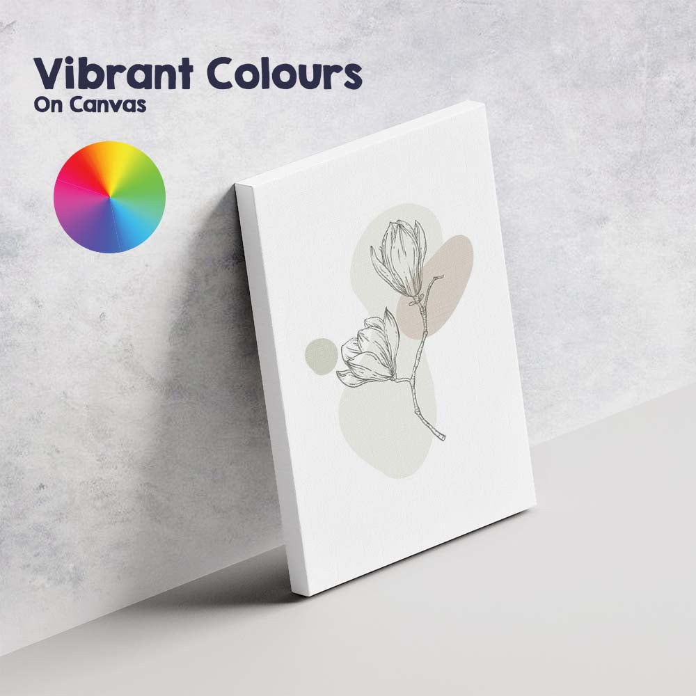 Elegant Magnolia Blossom Botanical Sketch Neutral Abstract Canvas Wall Art Print Decor Picture Ready to Hang