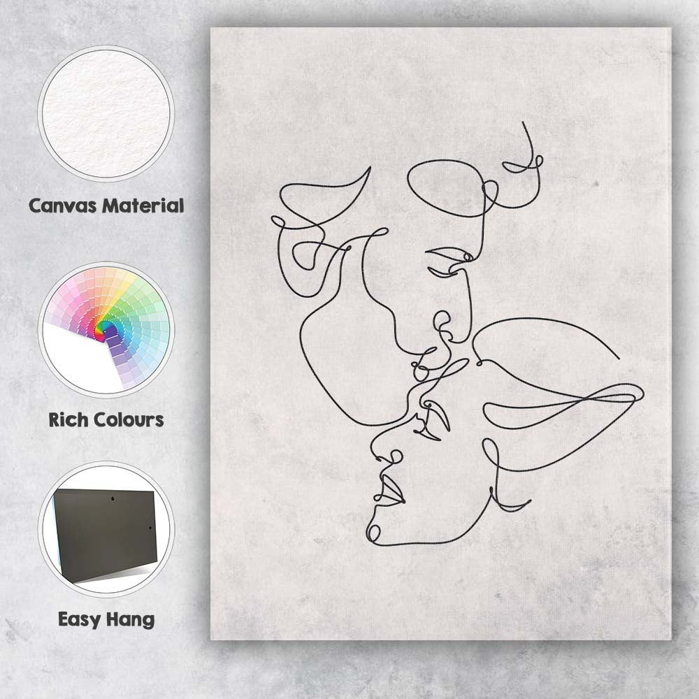 Abstract Continuous Line Face Portrait Modern Canvas Wall Art Print Decor Picture Ready to Hang