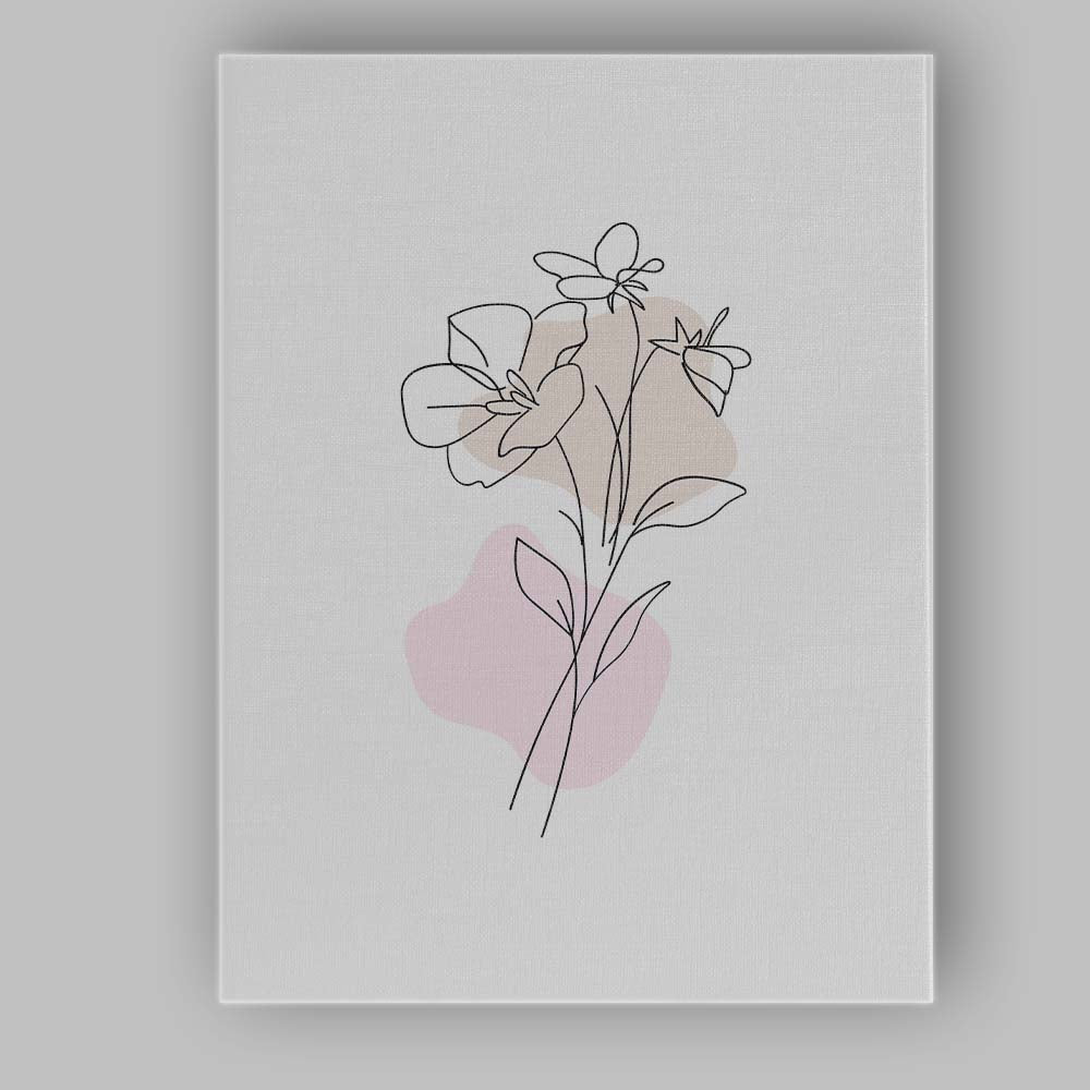 Delicate Wildflower Botanical One Line Drawing Canvas Wall Art Print Decor Picture Ready to Hang