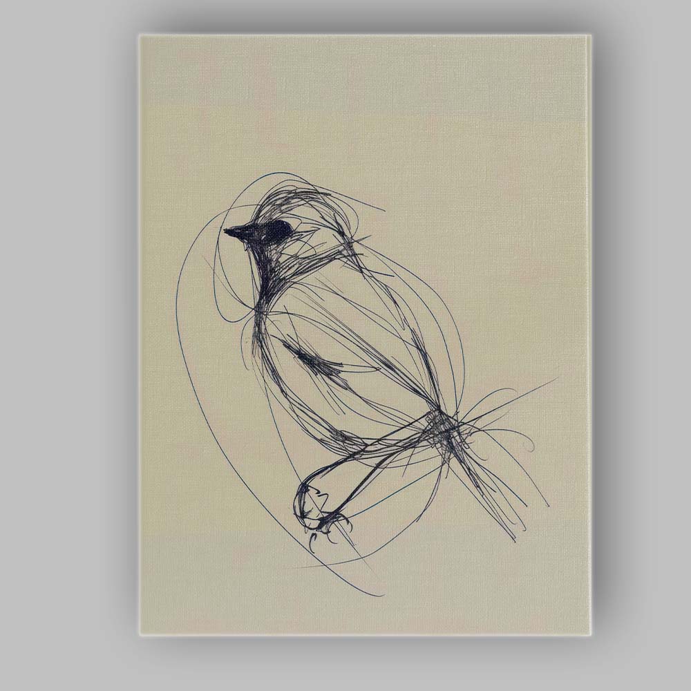 Expressive Sketch Bird Minimalist Line Drawing Canvas Wall Art Print Decor Picture Ready to Hang