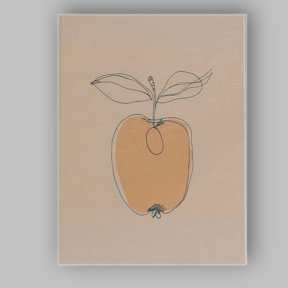 Minimalist Botanical Apple Line Drawing Illustration Canvas Wall Art Print Decor Picture Ready to Hang
