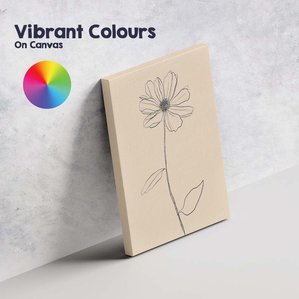 Minimalist Wildflower Botanical Line Drawing Canvas Wall Art Print Decor Picture Ready to Hang