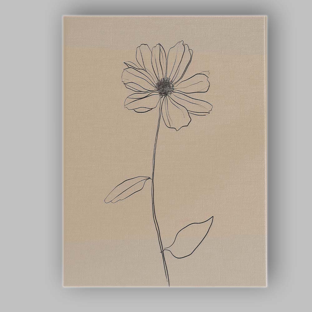 Minimalist Wildflower Botanical Line Drawing Canvas Wall Art Print Decor Picture Ready to Hang