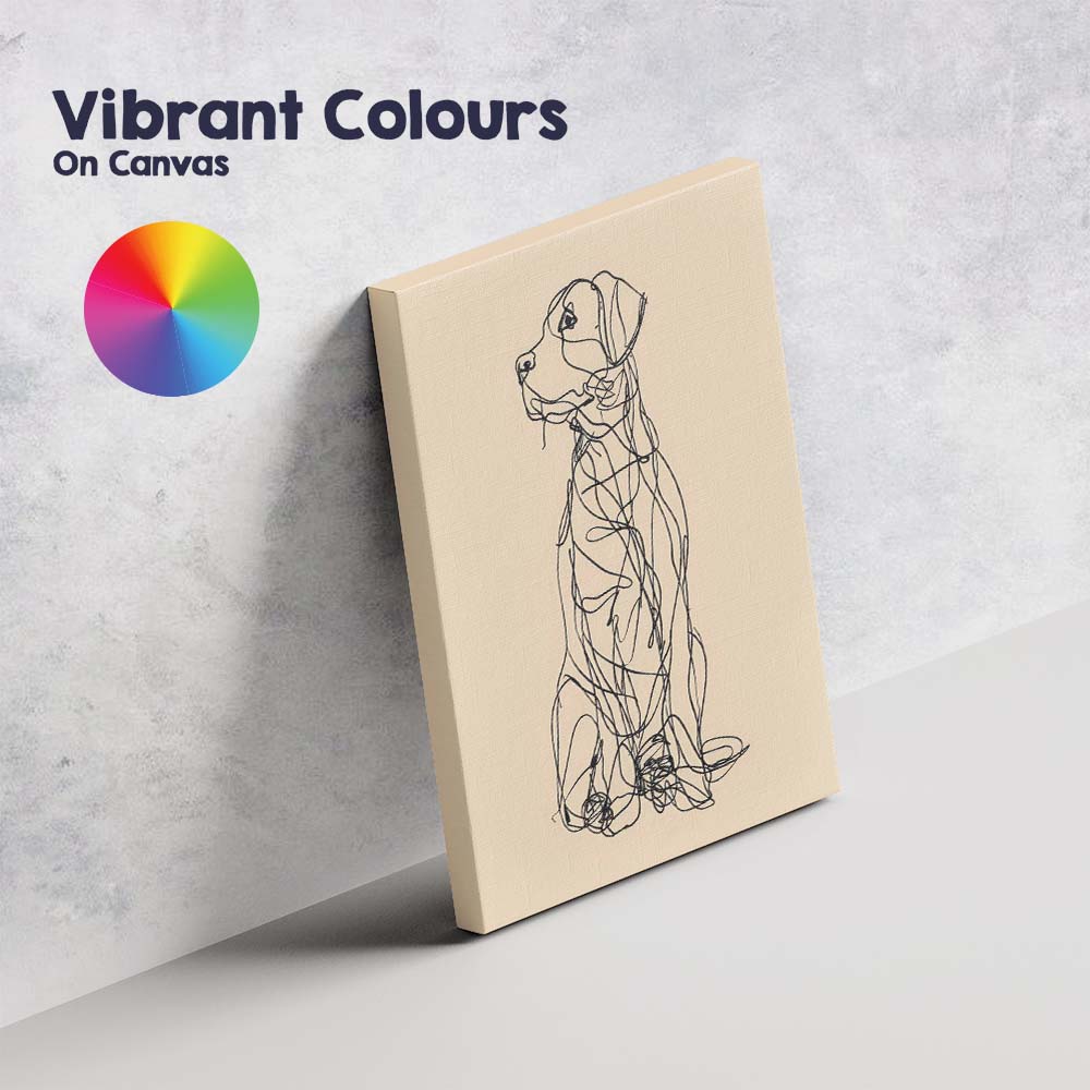 Minimalist Sitting Dog Continuous Line Drawing Canvas Wall Art Print Decor Picture Ready to Hang