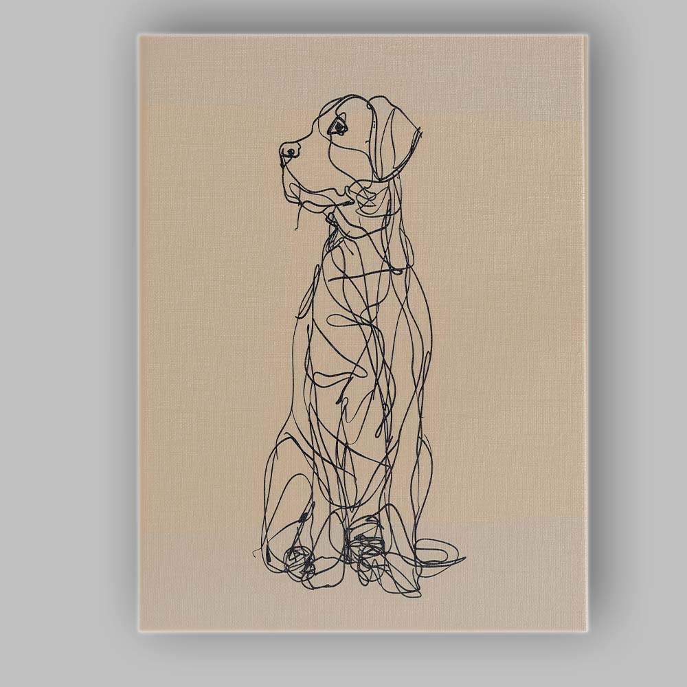 Minimalist Sitting Dog Continuous Line Drawing Canvas Wall Art Print Decor Picture Ready to Hang