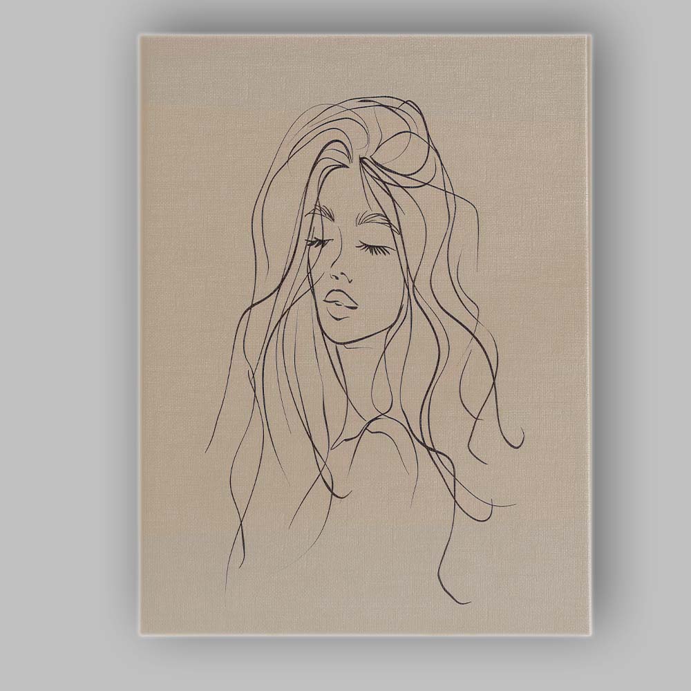 Minimalist Woman Portrait Continuous Line Drawing Canvas Wall Art Print Decor Picture Ready to Hang