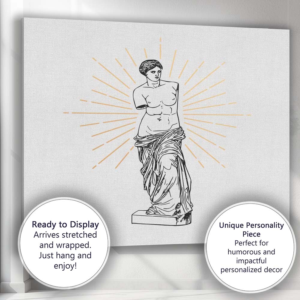 Classical Venus De Milo Statue Line Art Canvas Wall Art Print Decor Picture Ready to Hang