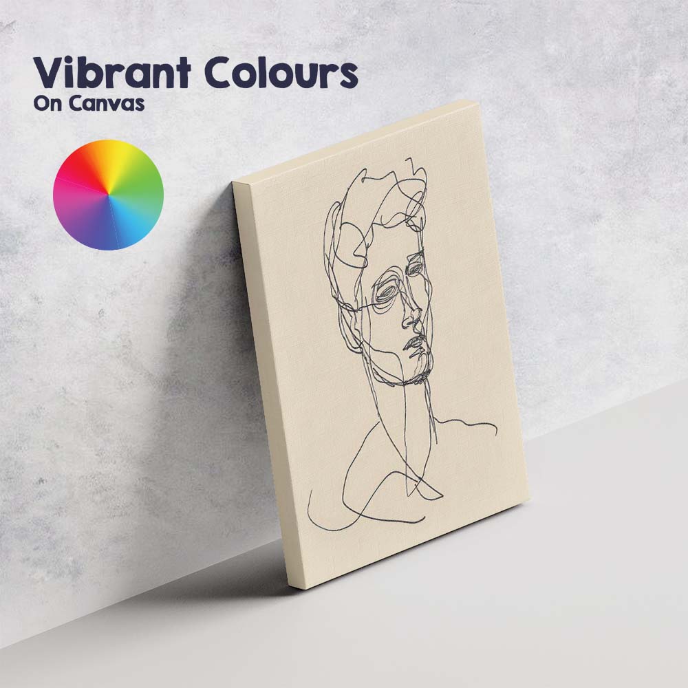 Modern Male Face Continuous Line Portrait Canvas Wall Art Print Decor Picture Ready to Hang