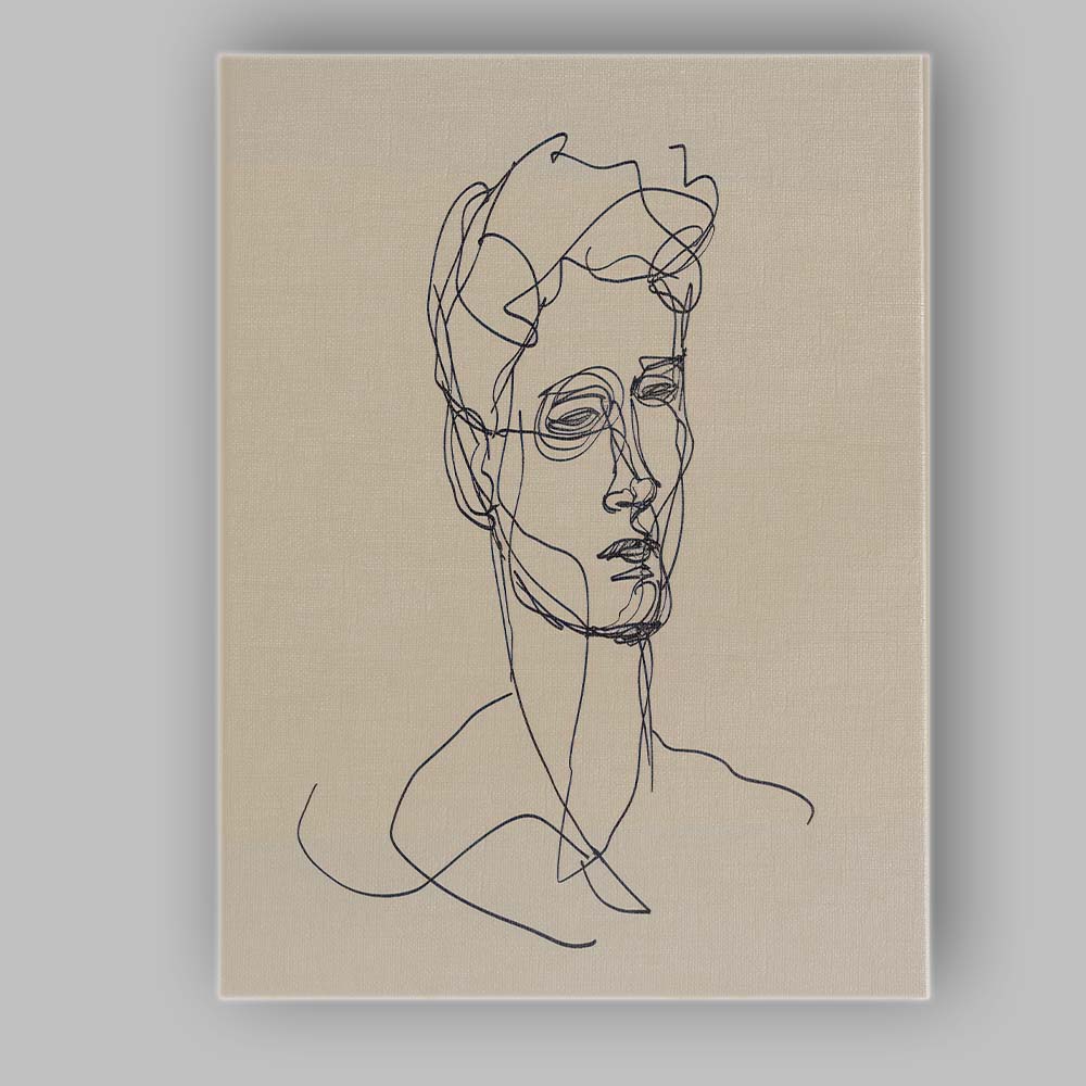 Modern Male Face Continuous Line Portrait Canvas Wall Art Print Decor Picture Ready to Hang