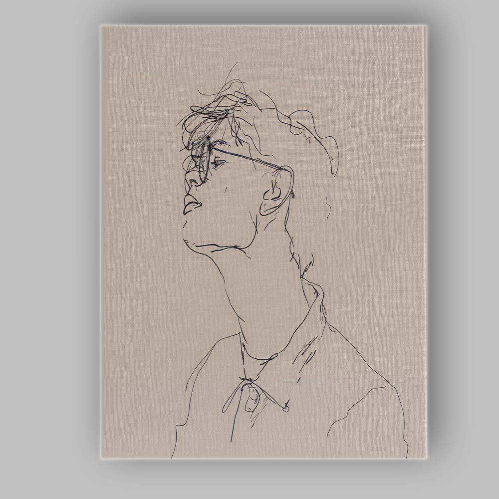 Minimalist Male Side Profile With Glasses Line Art Portrait Canvas Wall Art Print Decor Picture Ready to Hang