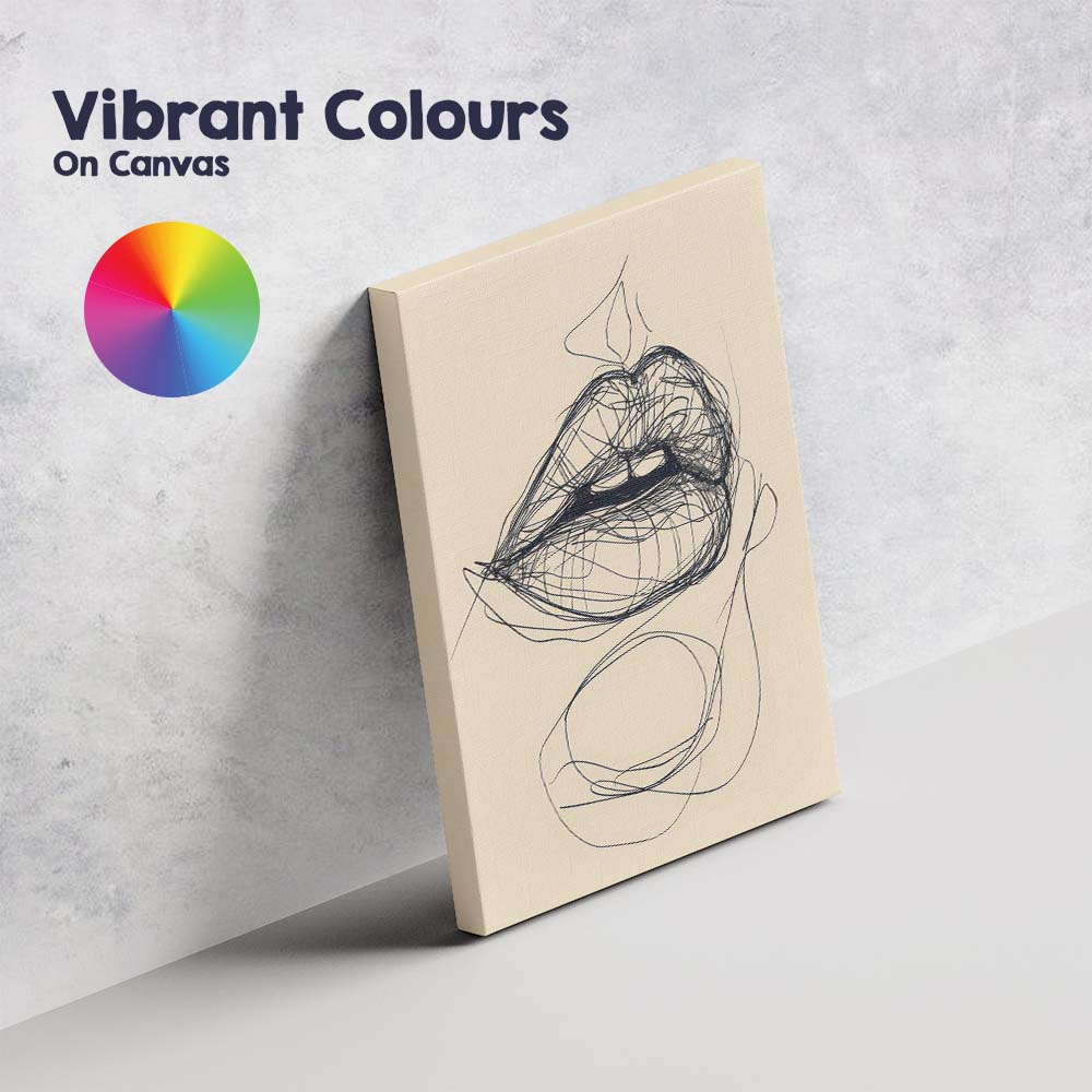 Abstract Lips Scribble Line Art Illustration Canvas Wall Art Print Decor Picture Ready to Hang