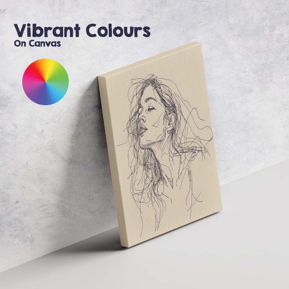 Expressive Female Portrait Sketch Canvas Wall Art Print Decor Picture Ready to Hang