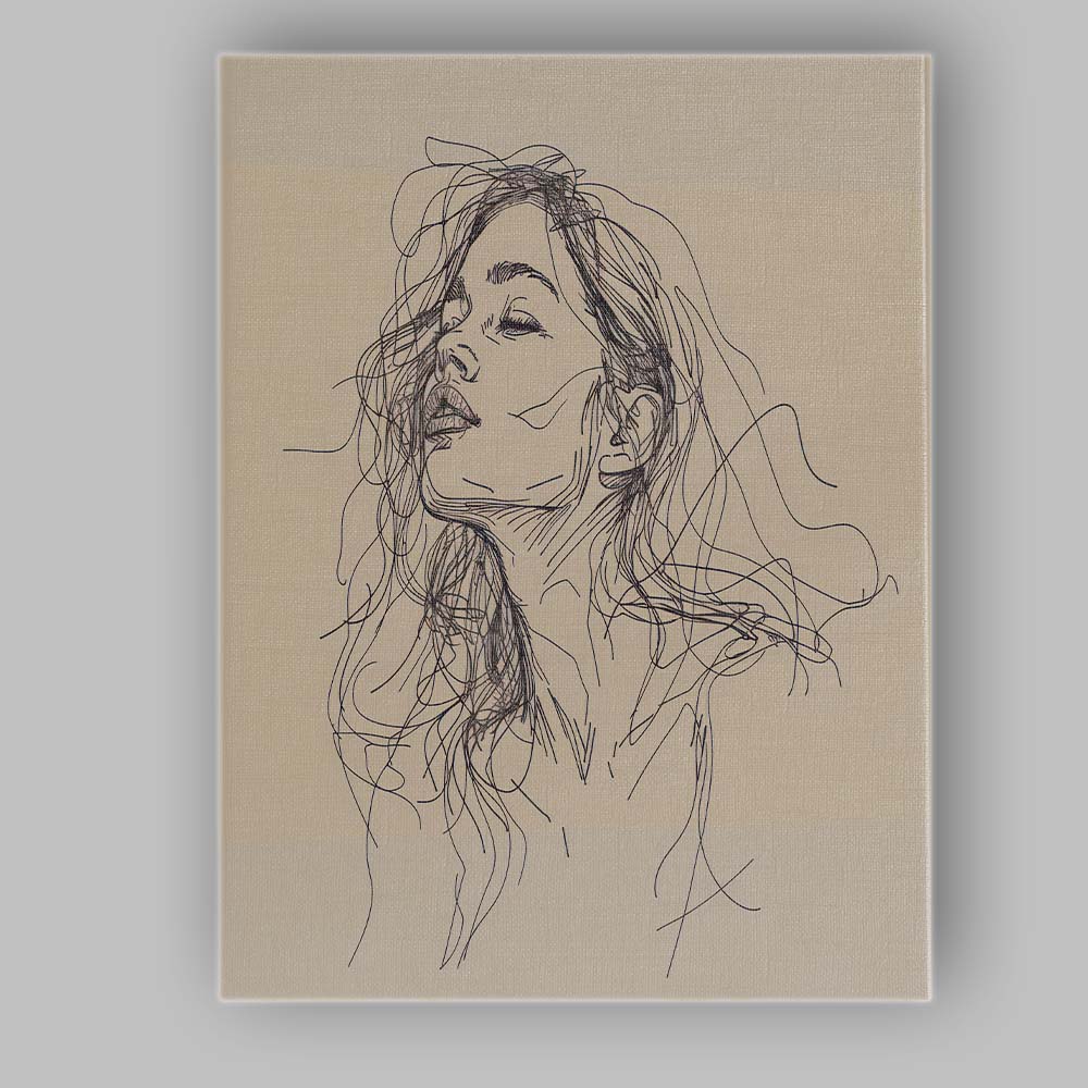 Expressive Female Portrait Sketch Canvas Wall Art Print Decor Picture Ready to Hang