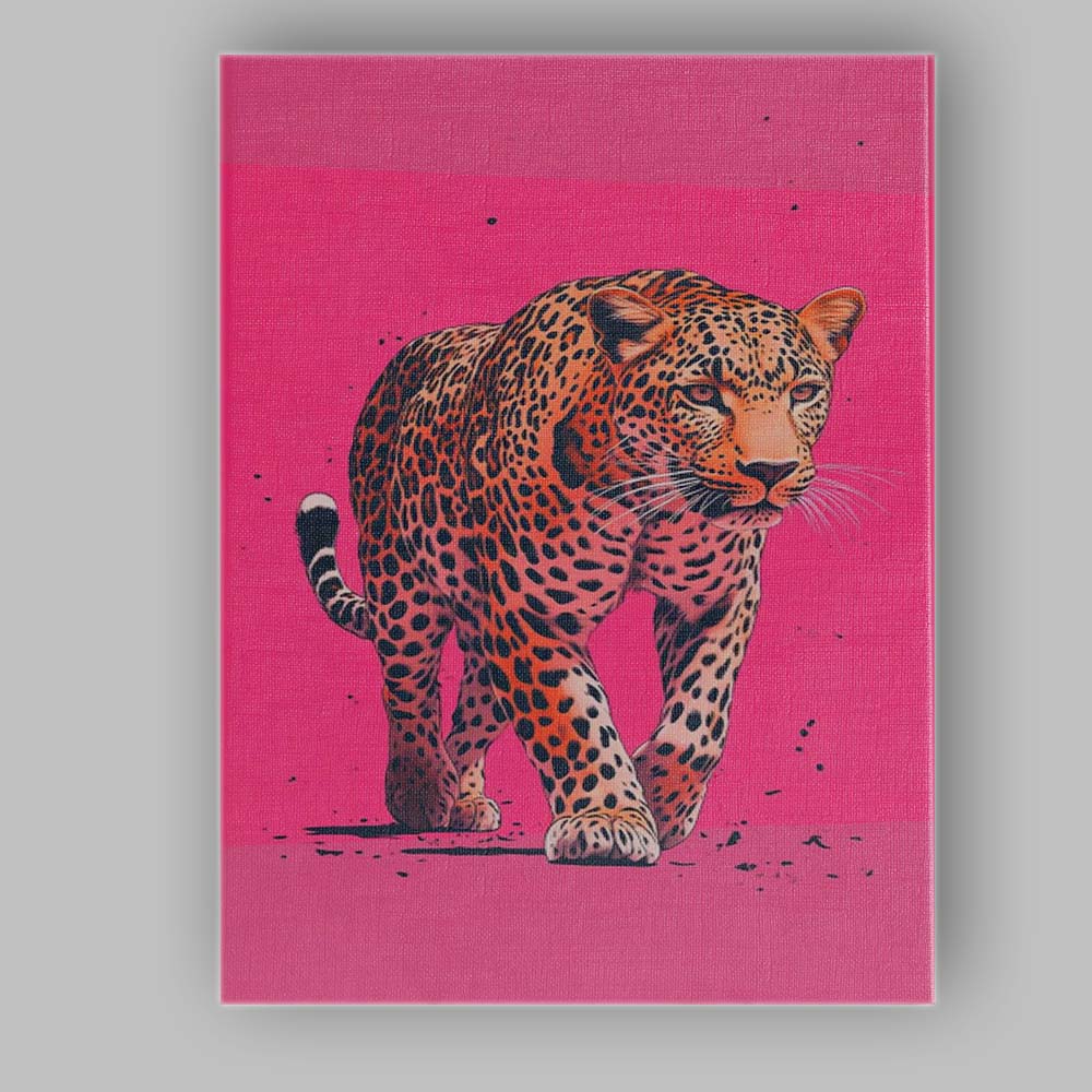 Walking Leopard Pink Pop Art Wildlife Canvas Wall Art Print Decor Picture Ready to Hang