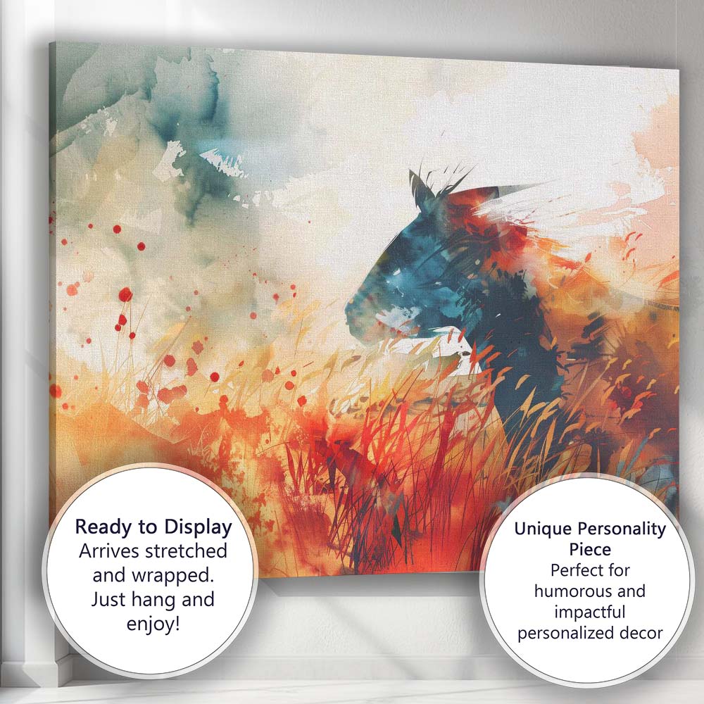 Abstract Watercolour Black Cat Meadow Portrait Canvas Wall Art Print Decor Picture Ready to Hang