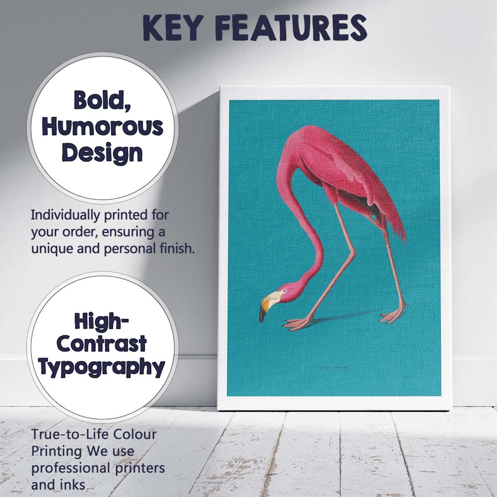 Minimalist Pink Flamingo Tropical Bird Illustration Canvas Wall Art Print Decor Picture Ready to Hang