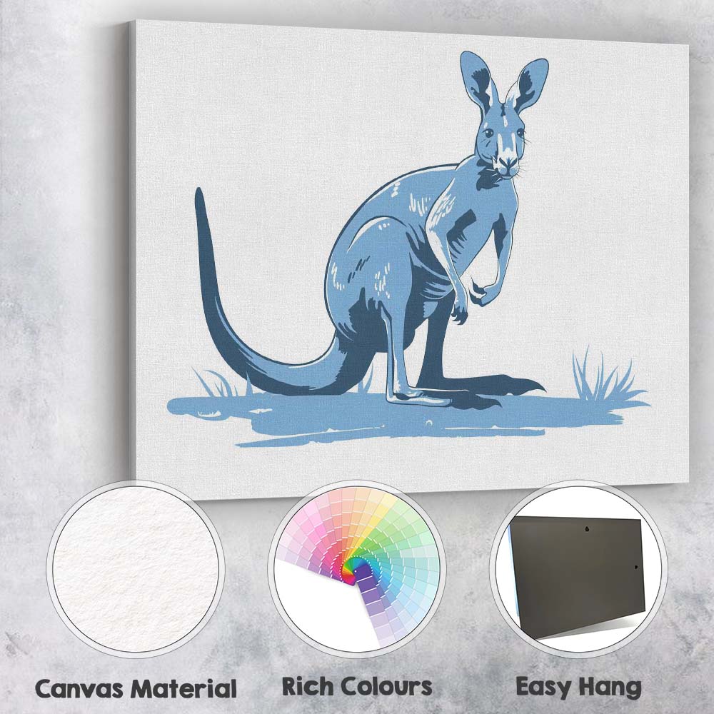 Australian Kangaroo Nature Illustration Canvas Wall Art Print Decor Picture Ready to Hang