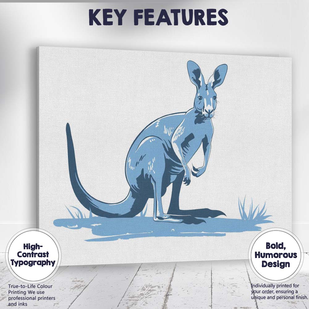 Australian Kangaroo Nature Illustration Canvas Wall Art Print Decor Picture Ready to Hang