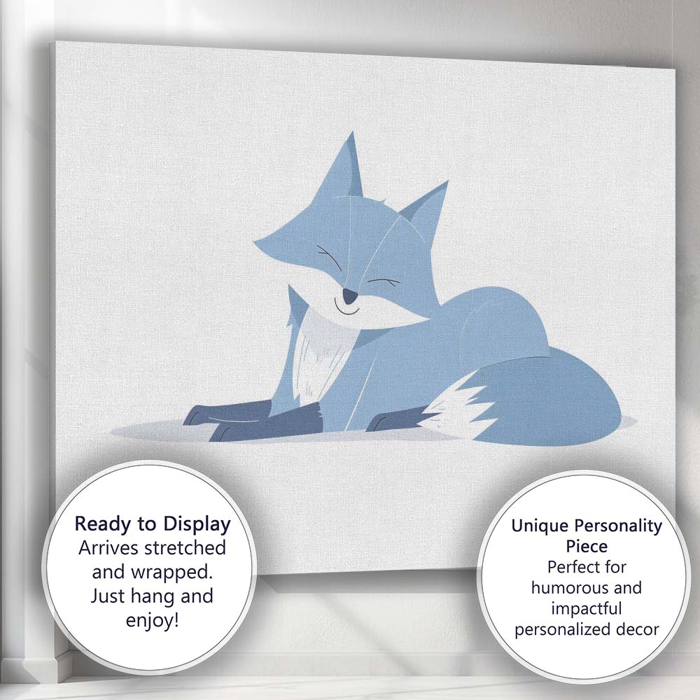 Sleeping Arctic Fox Minimalist Wildlife Illustration Canvas Wall Art Print Decor Picture Ready to Hang