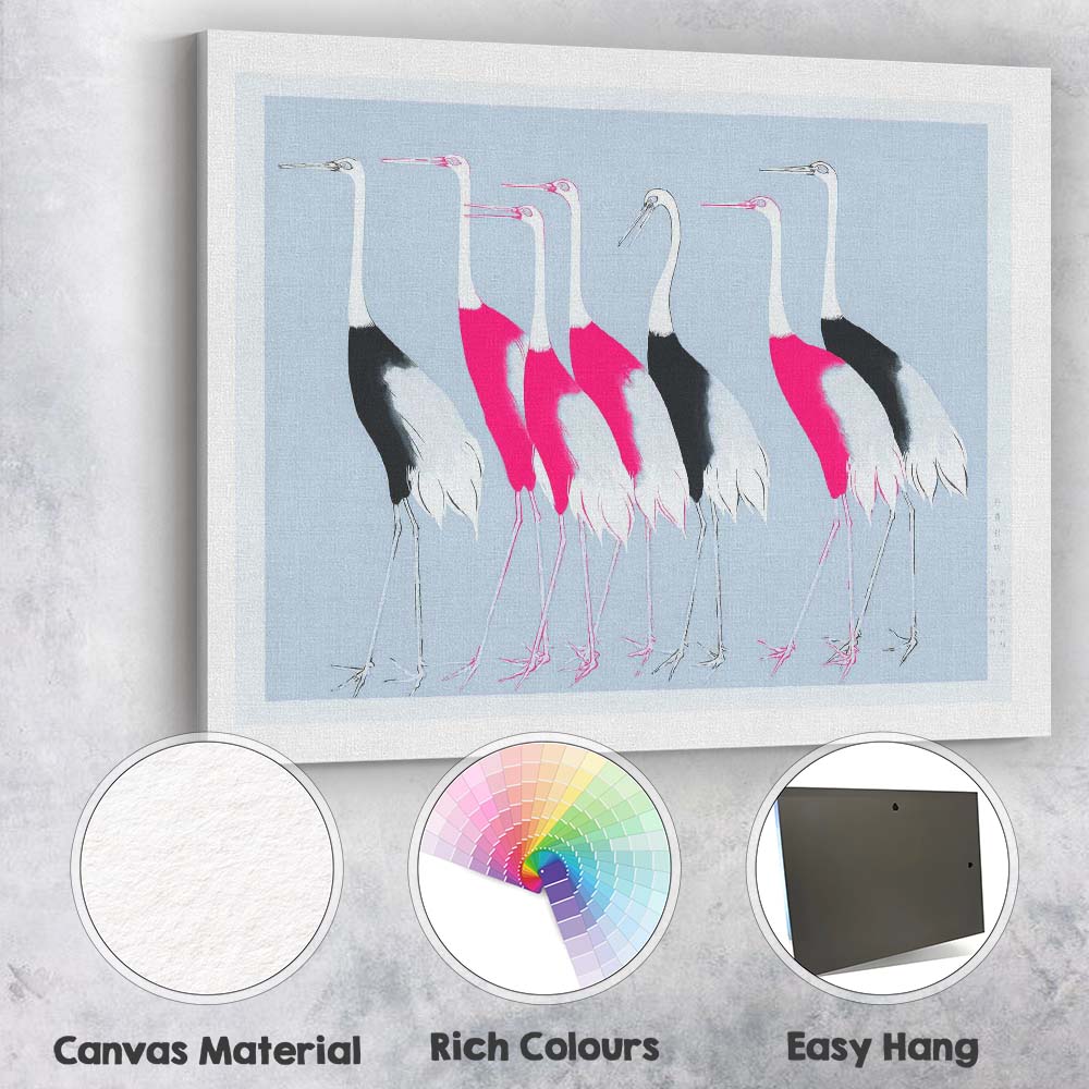 Contemporary Japanese Crane Flock Bird Art Canvas Wall Art Print Decor Picture Ready to Hang