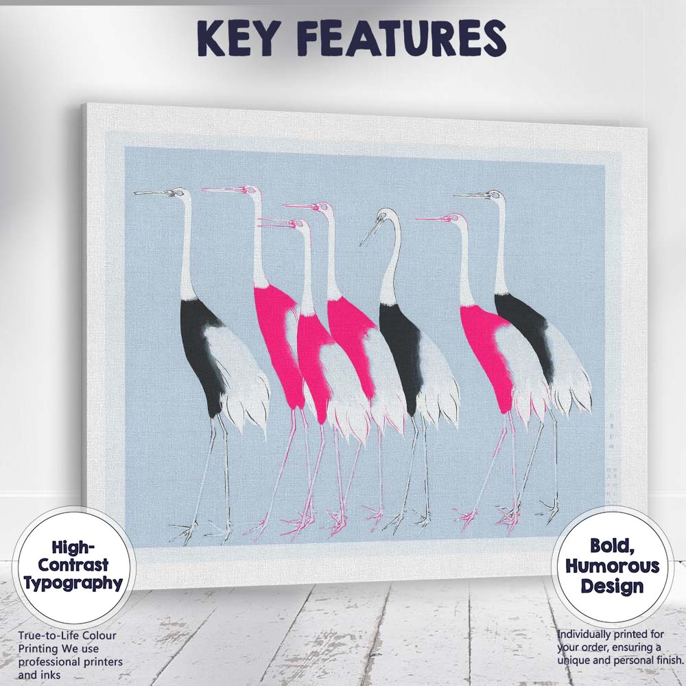 Contemporary Japanese Crane Flock Bird Art Canvas Wall Art Print Decor Picture Ready to Hang