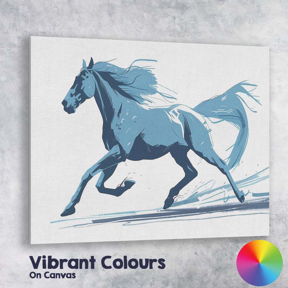 Dynamic Galloping Horse Modern Brushstroke Illustration Canvas Wall Art Print Decor Picture Ready to Hang