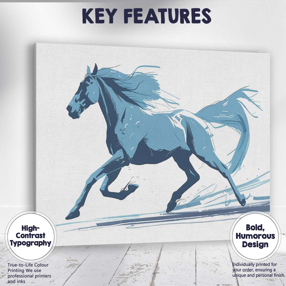 Dynamic Galloping Horse Modern Brushstroke Illustration Canvas Wall Art Print Decor Picture Ready to Hang