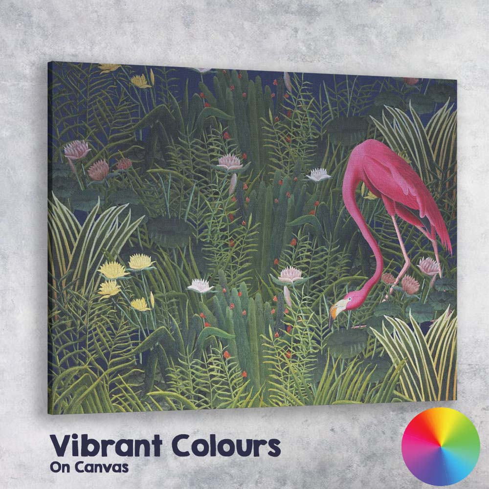 Exotic Pink Flamingo Tropical Jungle Botanical Pattern Canvas Wall Art Print Decor Picture Ready to Hang