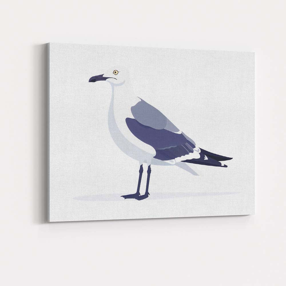 Minimalist Seagull Coastal Bird Illustration Canvas Wall Art Print Decor Picture Ready to Hang