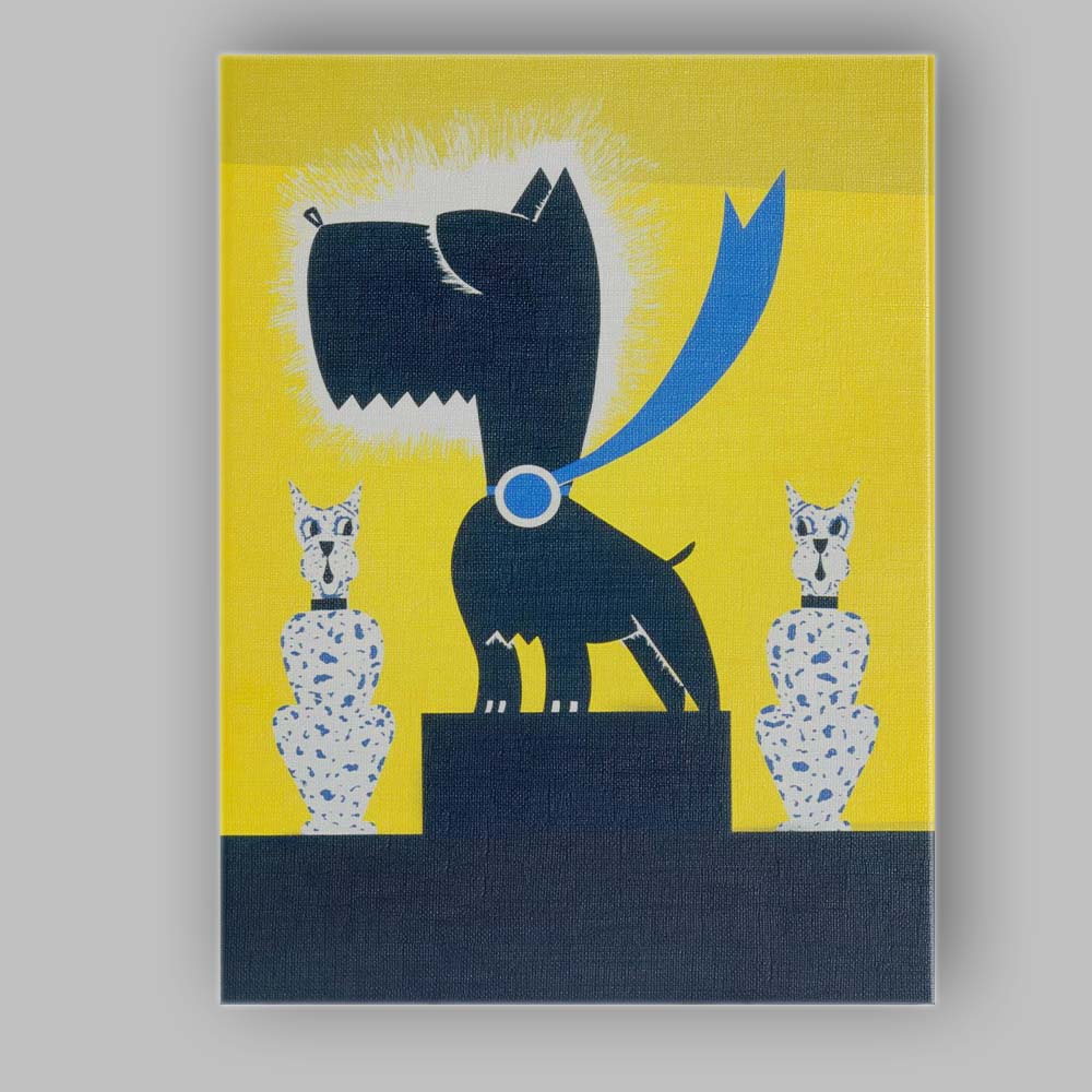 Retro Black Scottish Terrier Pop Art Yellow Graphic Illustration Canvas Wall Art Print Decor Picture Ready to Hang