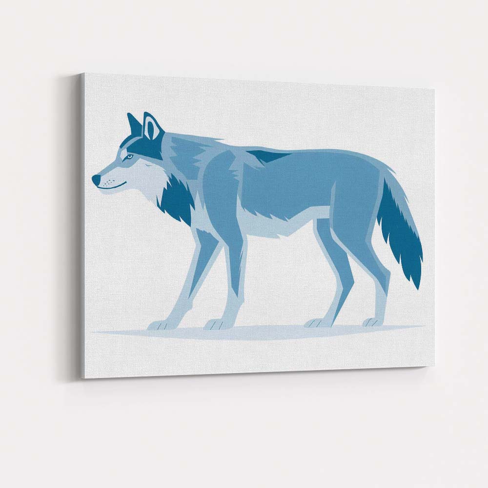 Blue Grey Timber Wolf Wildlife Illustration Canvas Wall Art Print Decor Picture Ready to Hang