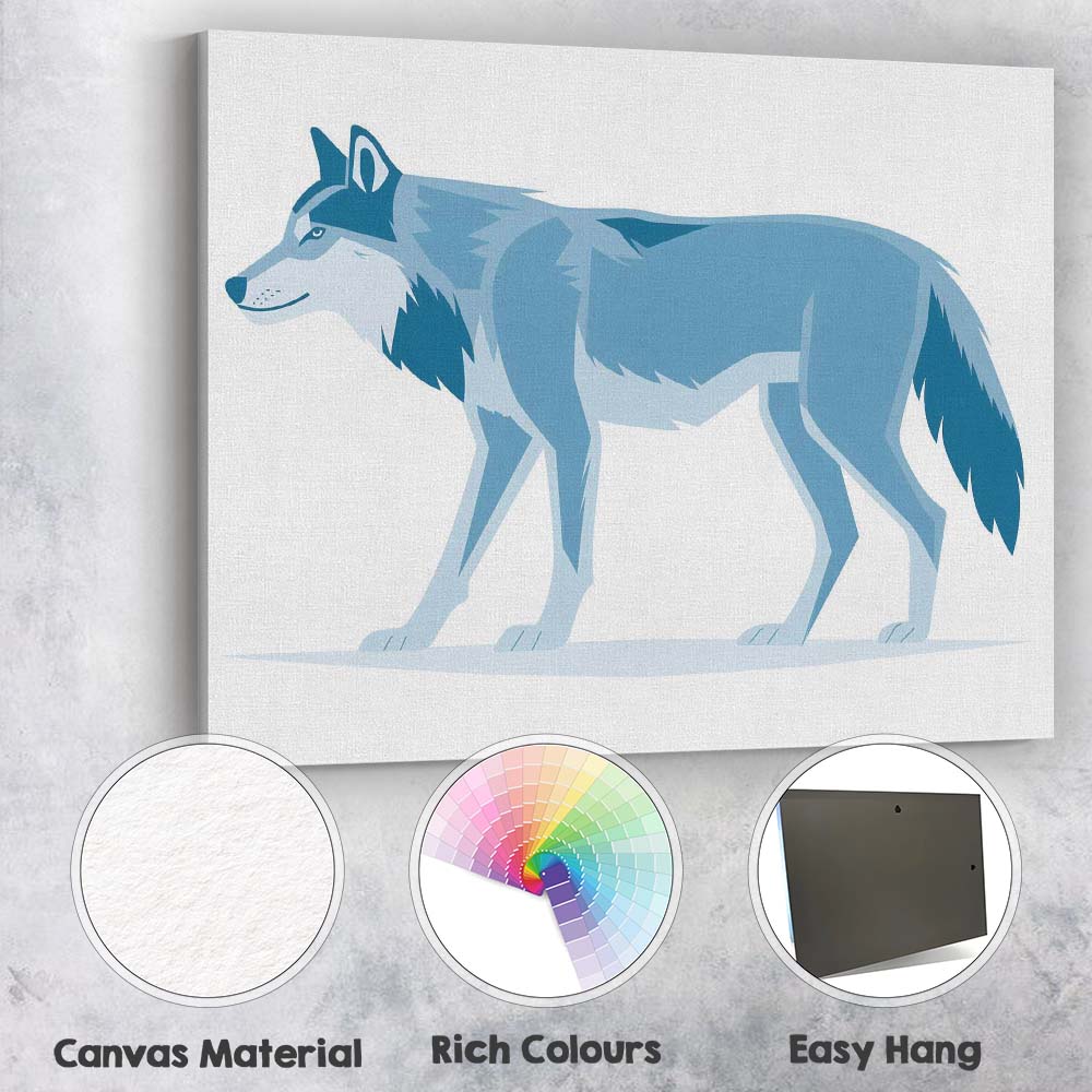 Blue Grey Timber Wolf Wildlife Illustration Canvas Wall Art Print Decor Picture Ready to Hang