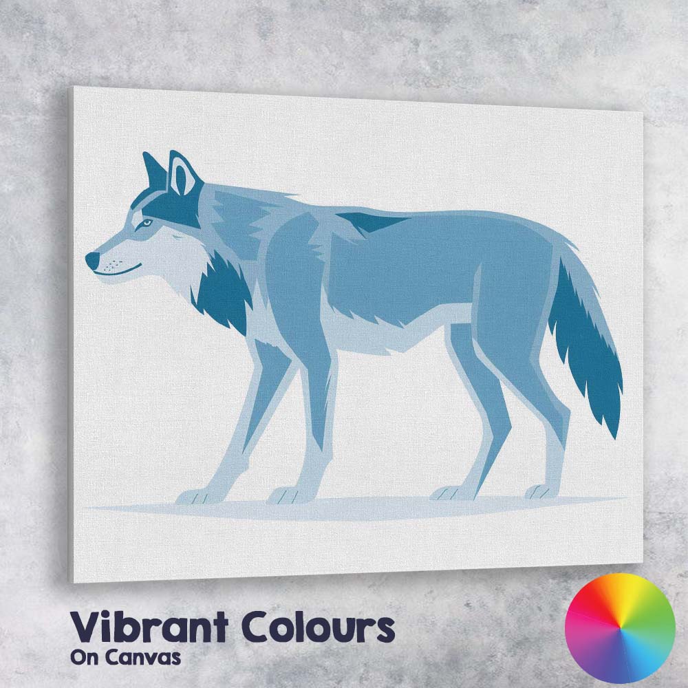 Blue Grey Timber Wolf Wildlife Illustration Canvas Wall Art Print Decor Picture Ready to Hang