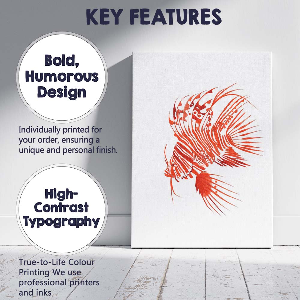Decorative Lionfish Marine Aquarium Wildlife Illustration Canvas Wall Art Print Decor Picture Ready to Hang