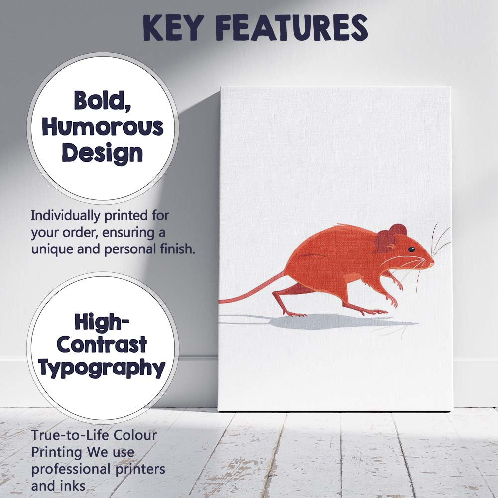 Minimalist Brown Field Mouse Wildlife Illustration Canvas Wall Art Print Decor Picture Ready to Hang