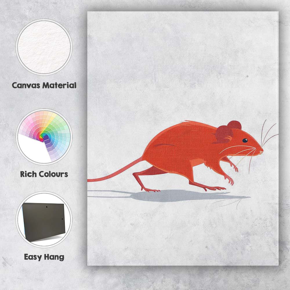 Minimalist Brown Field Mouse Wildlife Illustration Canvas Wall Art Print Decor Picture Ready to Hang