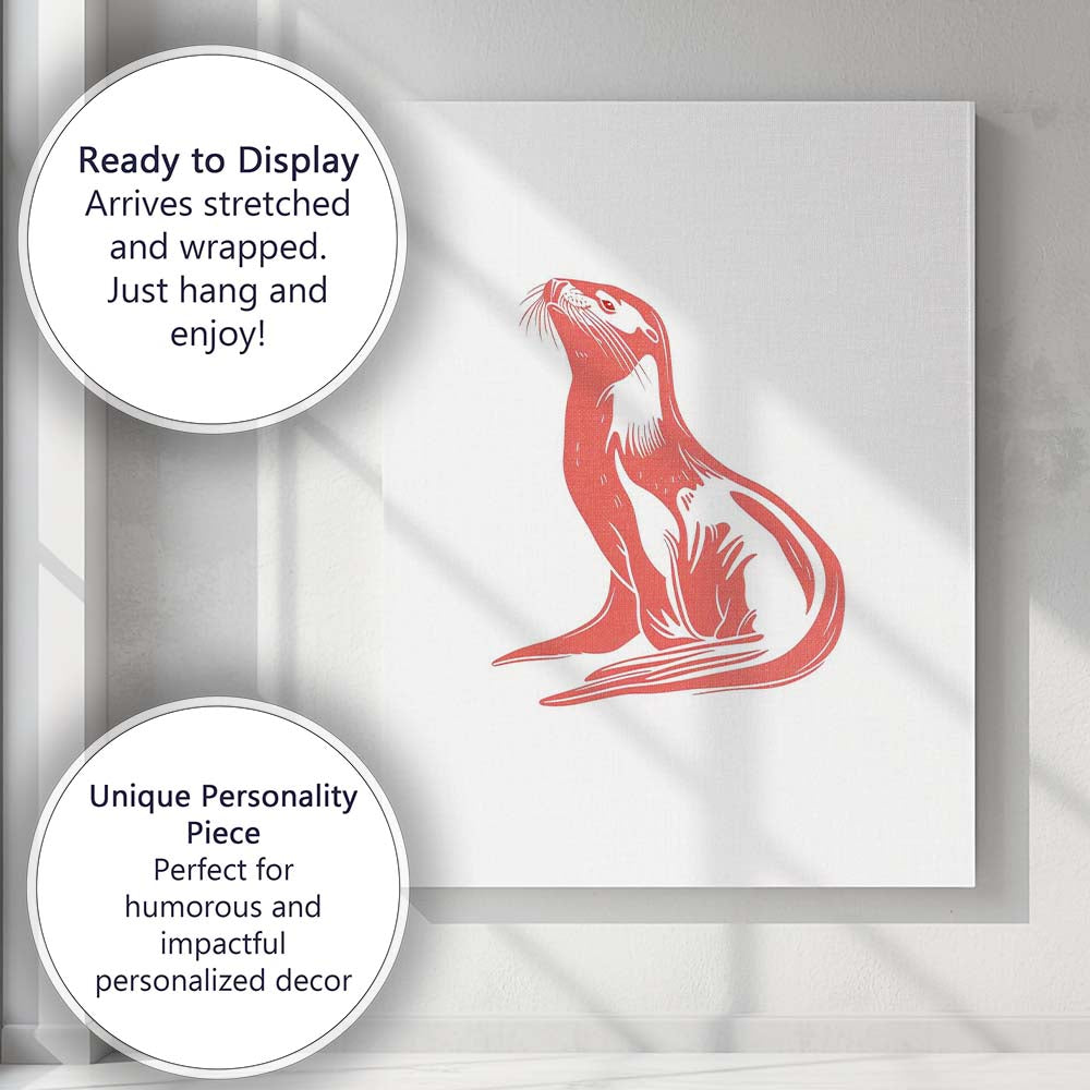 Stylised Sea Lion Marine Wildlife Illustration Canvas Wall Art Print Decor Picture Ready to Hang