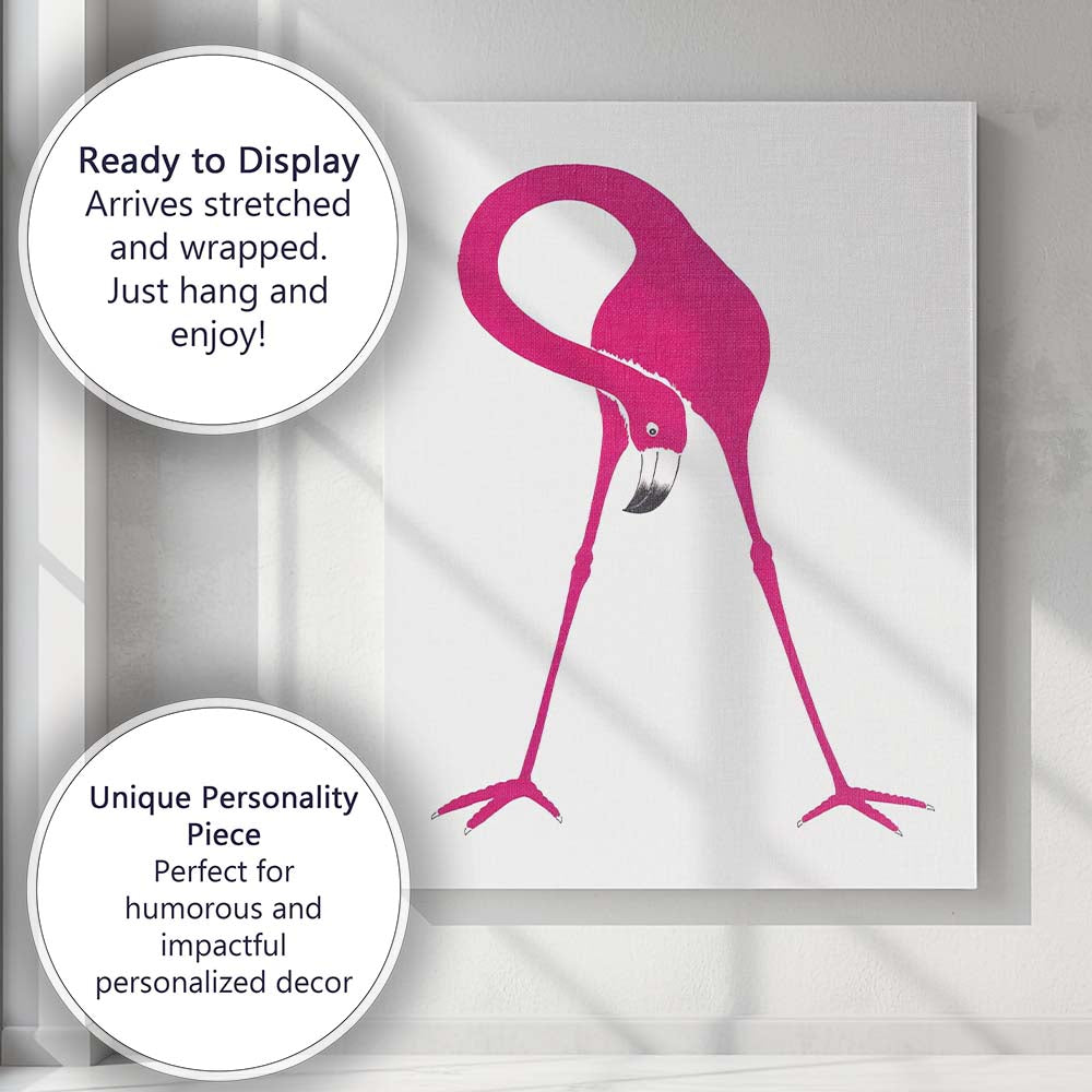Bold Pink Flamingo Tropical Bird Minimalist Illustration Canvas Wall Art Print Decor Picture Ready to Hang