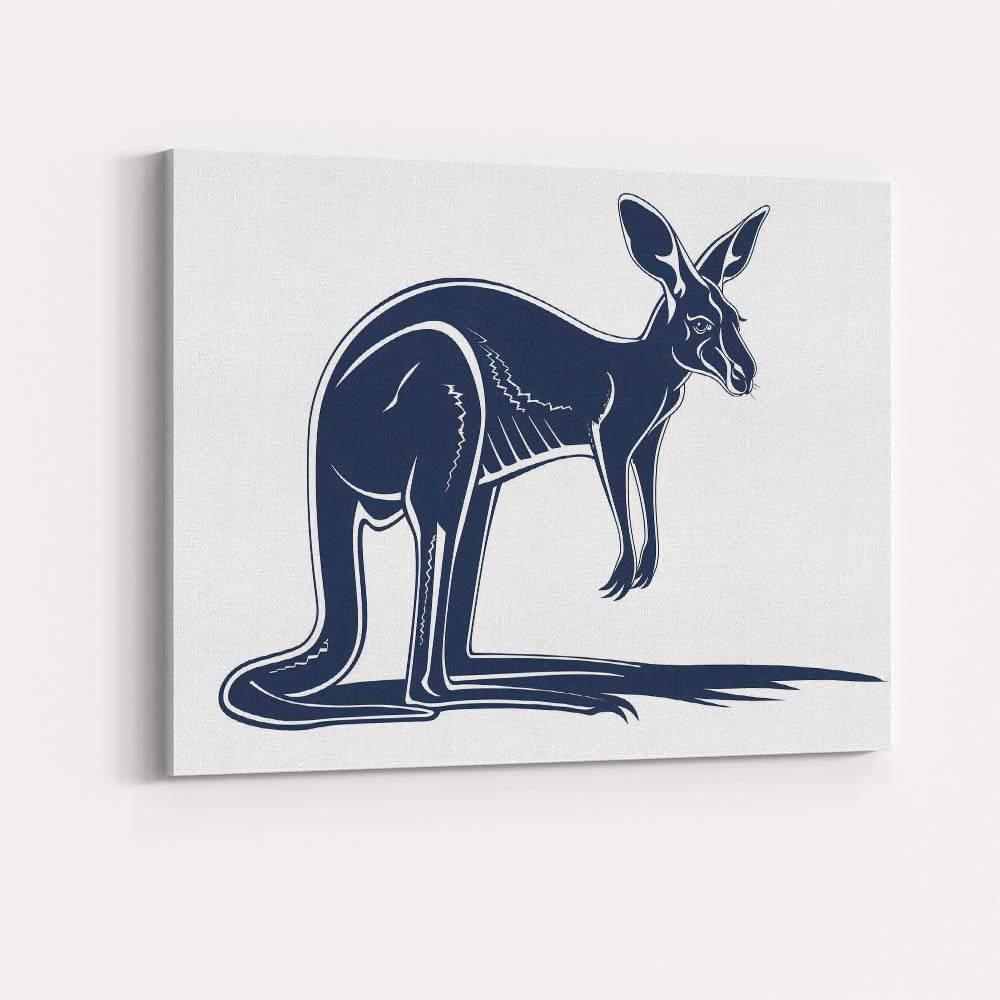 Black Kangaroo Wildlife Silhouette Minimalist Animal Illustration Canvas Wall Art Print Decor Picture Ready to Hang