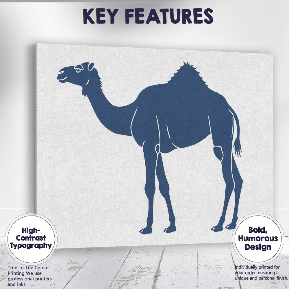 Minimalist One Hump Camel Desert Animal Silhouette Canvas Wall Art Print Decor Picture Ready to Hang