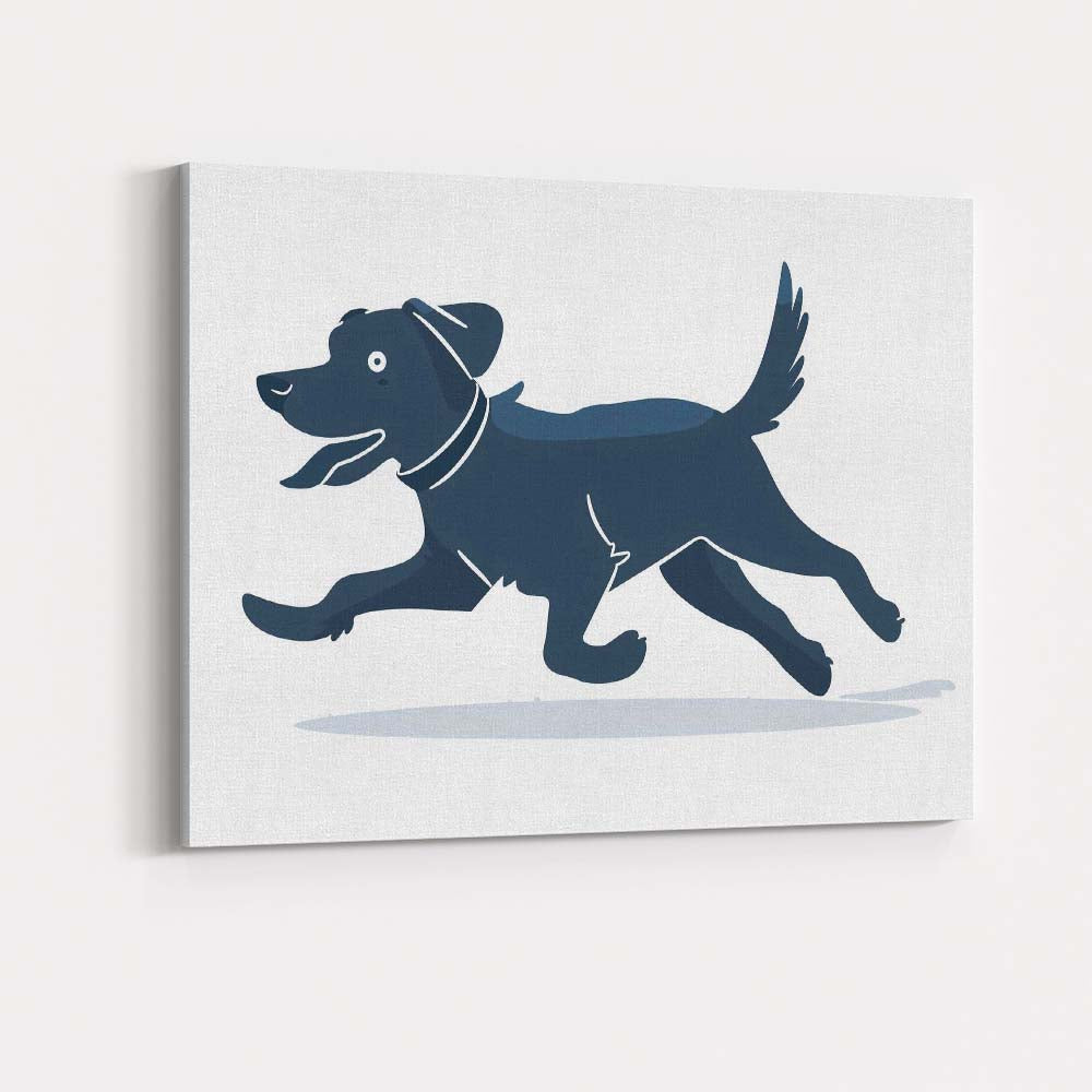 Playful Running Labrador Dog Minimalist Animal Illustration Canvas Wall Art Print Decor Picture Ready to Hang