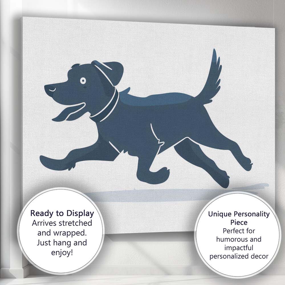 Playful Running Labrador Dog Minimalist Animal Illustration Canvas Wall Art Print Decor Picture Ready to Hang